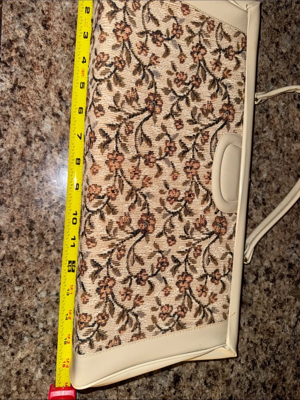 Cream Floral Tapestry Top-Handle Bag